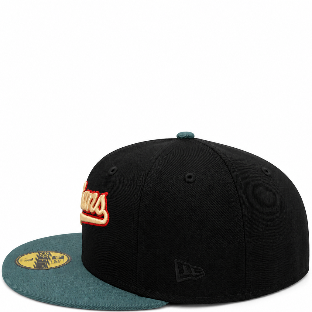 New Era Cleveland Indians Black & Teal 59FIFTY Fitted Hat