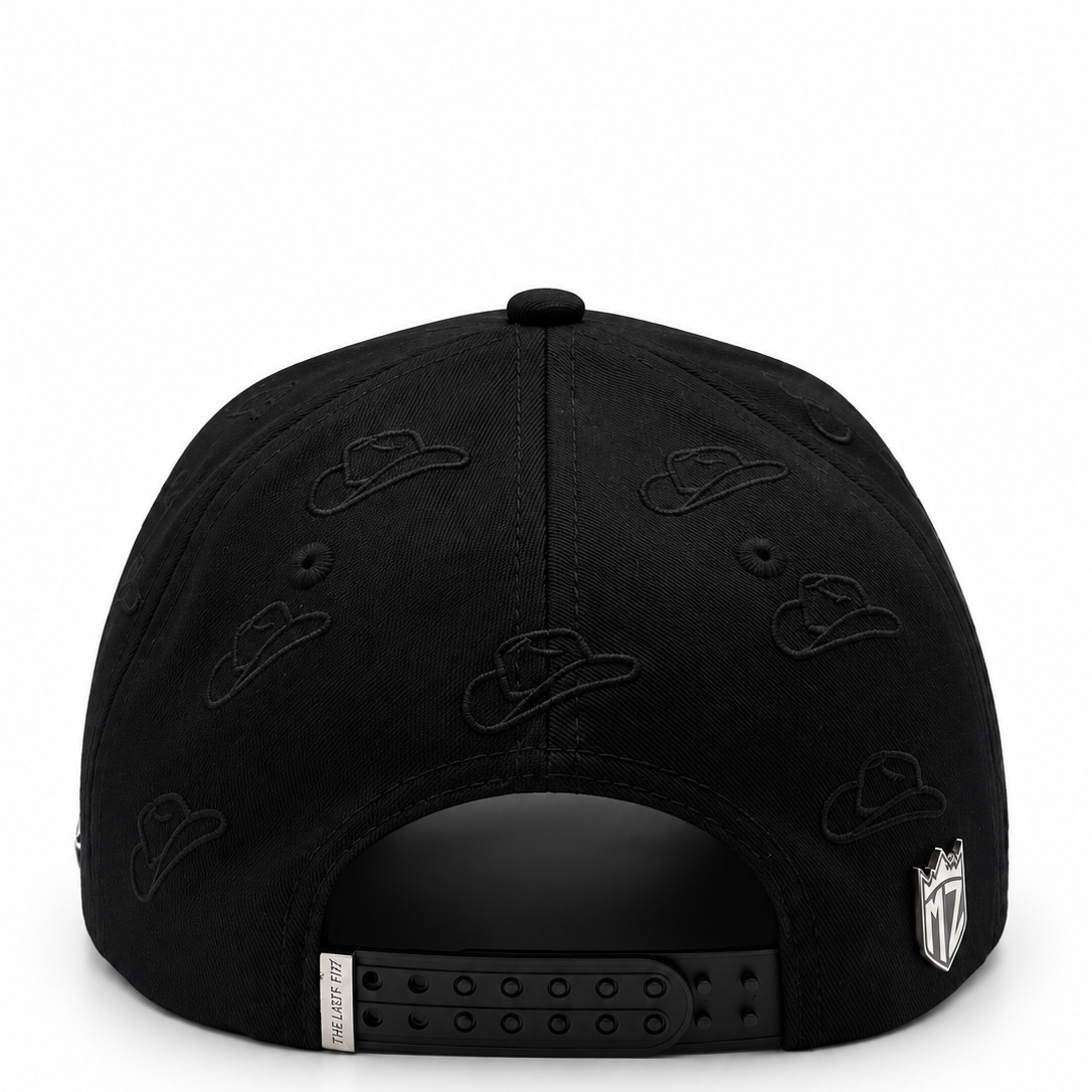 MZ By Mazatess Black Cowboy Luxury Rhinestone Snapback Hat