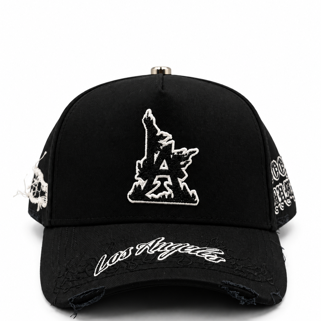 Los Angeles Black & White Goose Bumps Embroidered Snapback Hat