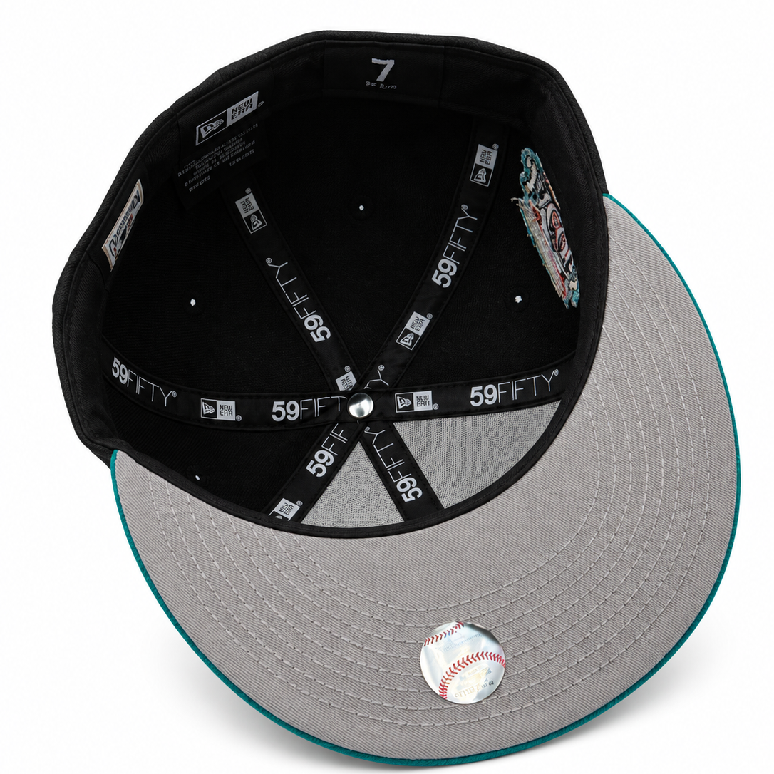 New Era Cleveland Indians Jacobs Field Black & Teal 59FIFTY Fitted Hat