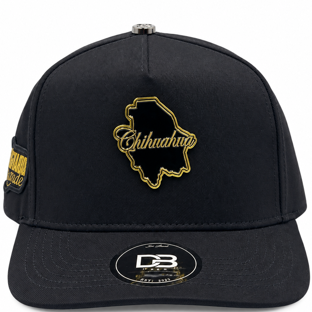 DB Hats Chihuahua Estado Grande Black & Gold Snapback Hat
