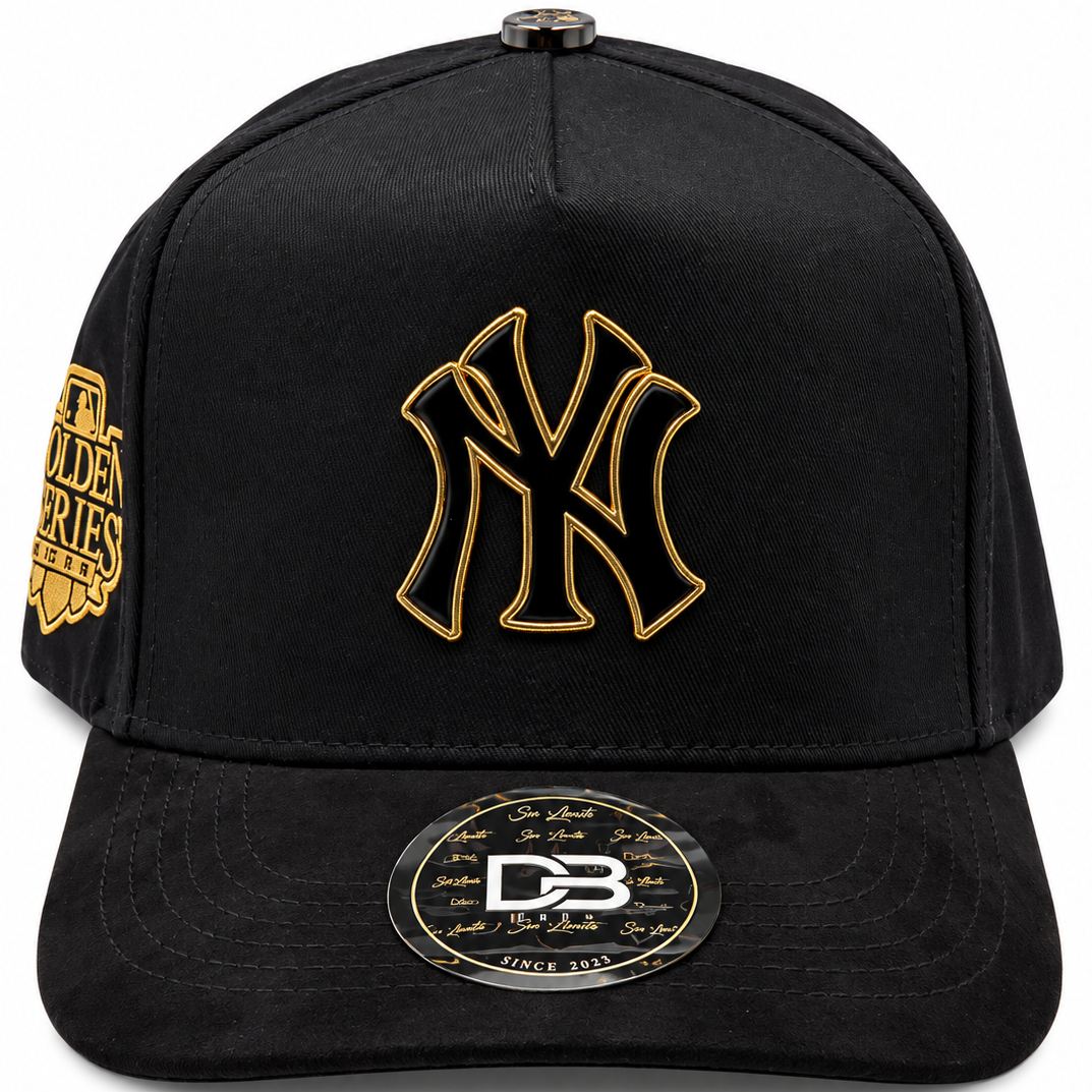 DB Hats New York Yankees Golden Series Black & Gold Snapback Hat