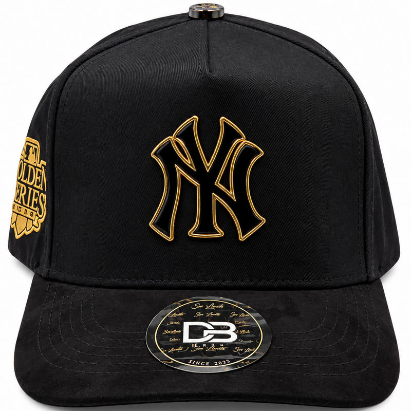 DB Hats New York Yankees Golden Series Black & Gold Snapback Hat