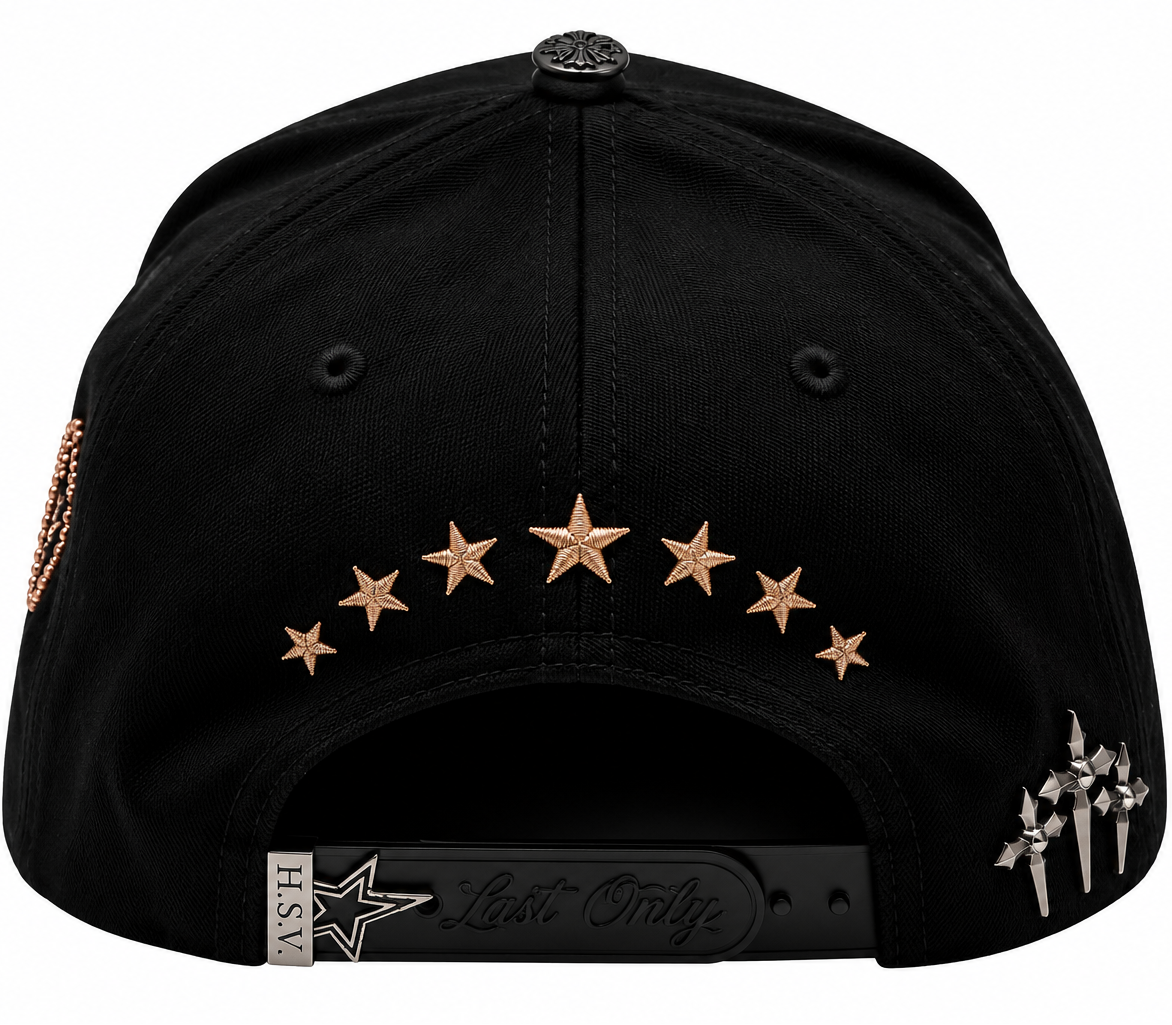 Black Cash Only Rhinestone Suede Brim Snapback Hat