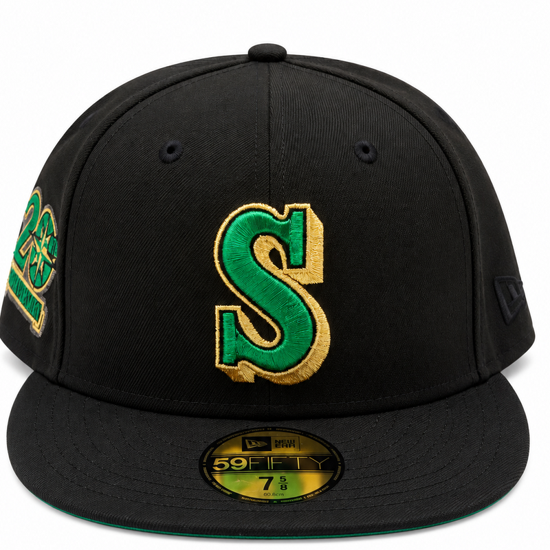 New Era Seattle Mariners 20th Anniversary Black & Green 59FIFTY Fitted Hat
