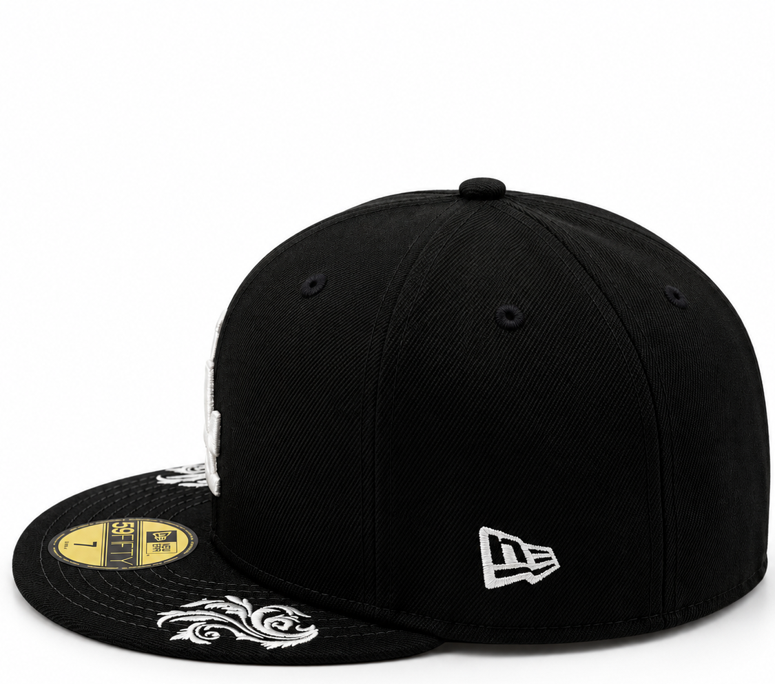 New Era Los Angeles Dodgers Ornate Script Black 59FIFTY Fitted Hat