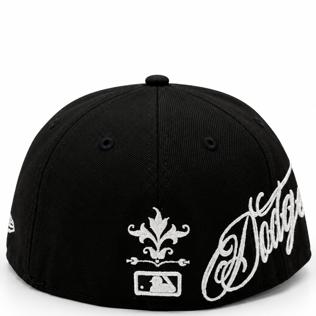 New Era Los Angeles Dodgers Ornate Script Black 59FIFTY Fitted Hat