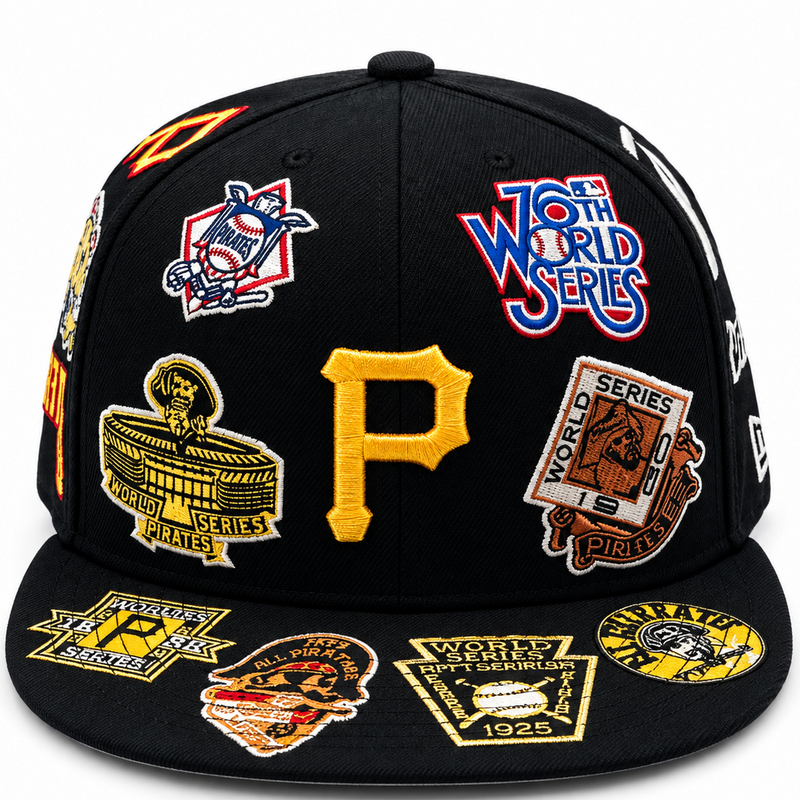 New Era Pittsburgh Pirates World Series Patch Collection Black 59FIFTY Fitted Hat