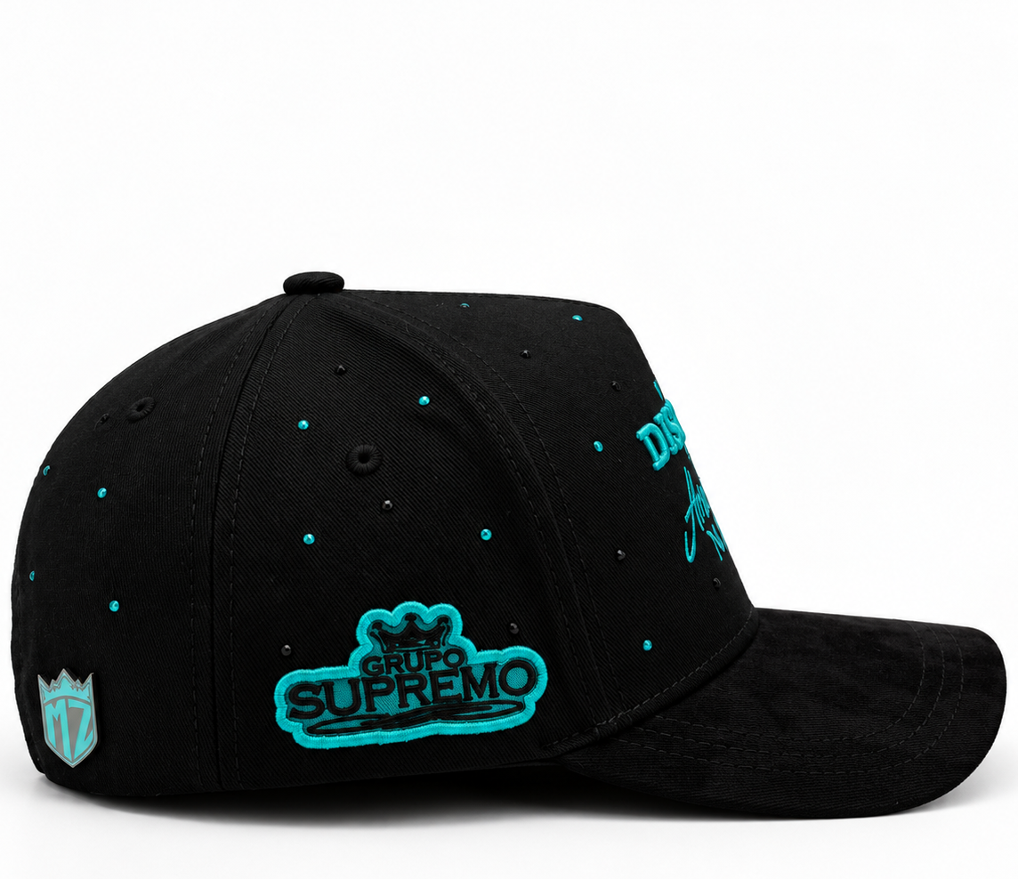 Una Disculpa Para Absolutamente Nadie Black & Turquoise Snapback Hat