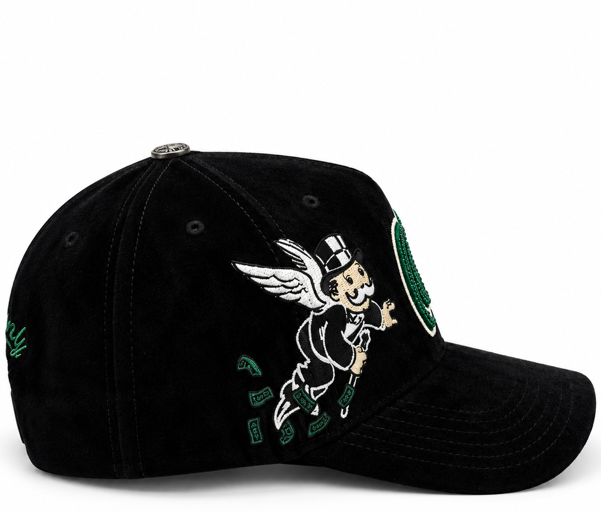 Cash Only Black & Green Embroidered Snapback Hat