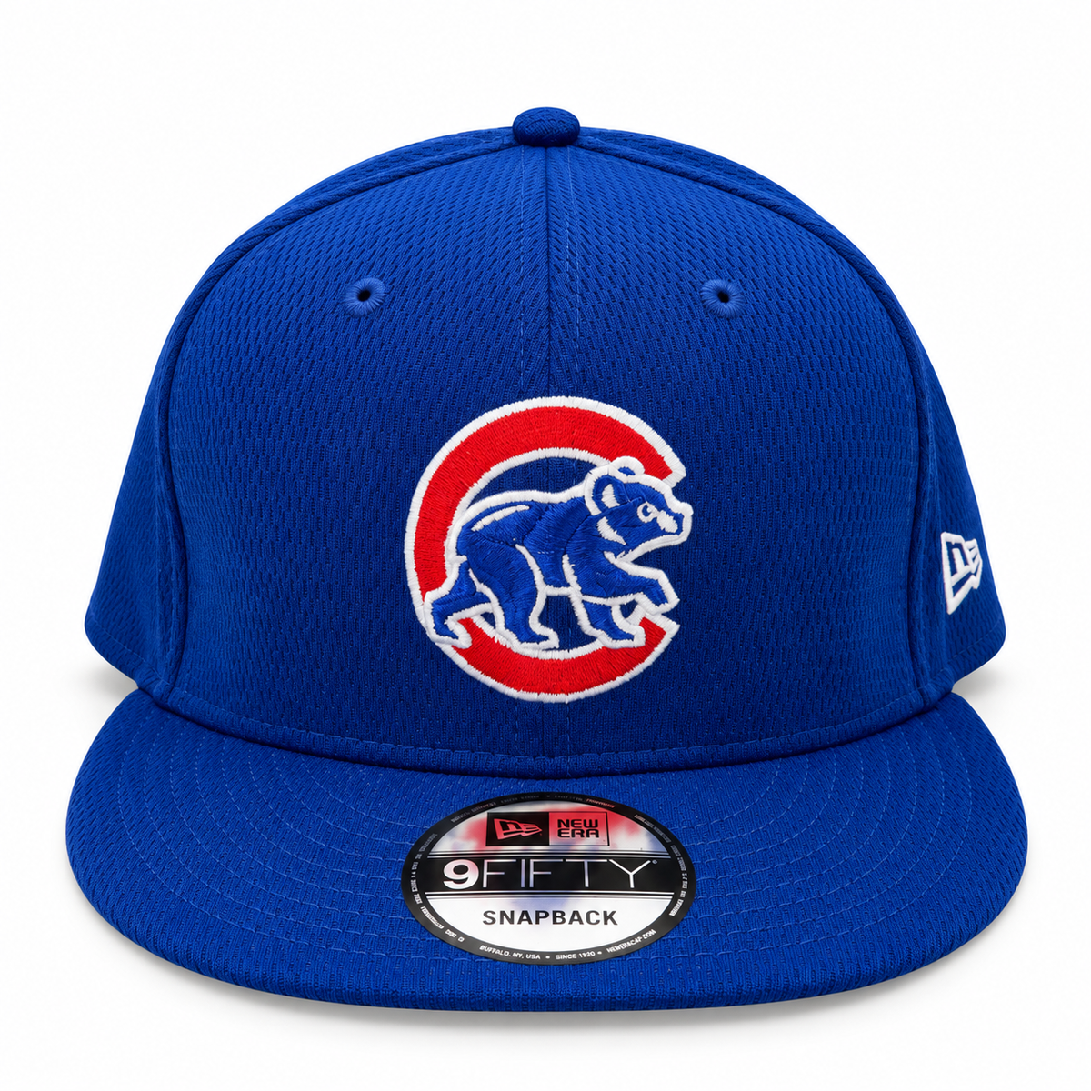 New Era Chicago Cubs royal blue 9FIFTY snapback hat – front view with embroidered bear-in-C team logo