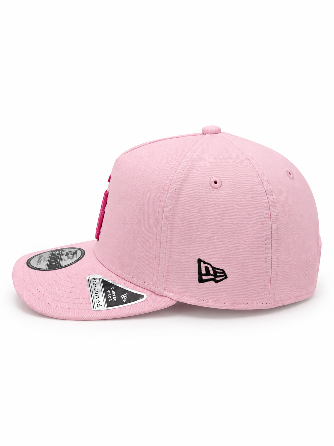 Pink LA Dodgers New Era 9FIFTY snapback hat – side view with tonal pink New Era flag