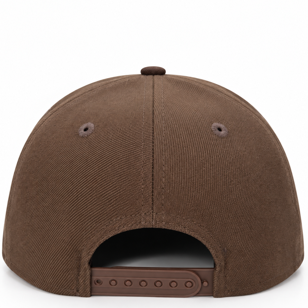 Brown 9FIFTY A-Frame hat – back view with brown plastic snap closure