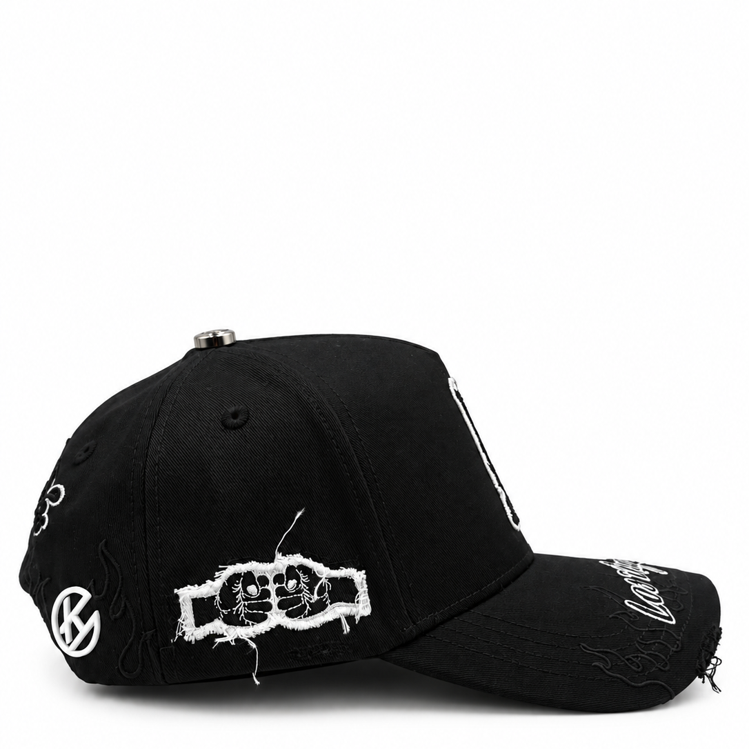 Los Angeles Black & White Goose Bumps Embroidered Snapback Hat