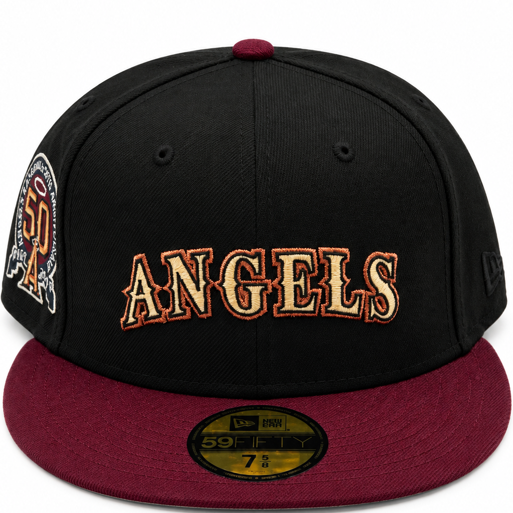 New Era Los Angeles Angels 50th Anniversary Black & Maroon 59FIFTY Fitted Hat