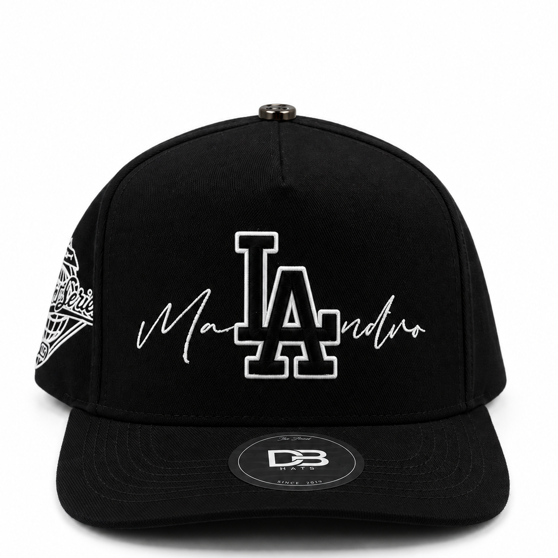 DB Hats Los Angeles Dodgers Black Monogram Suede Snapback Hat
