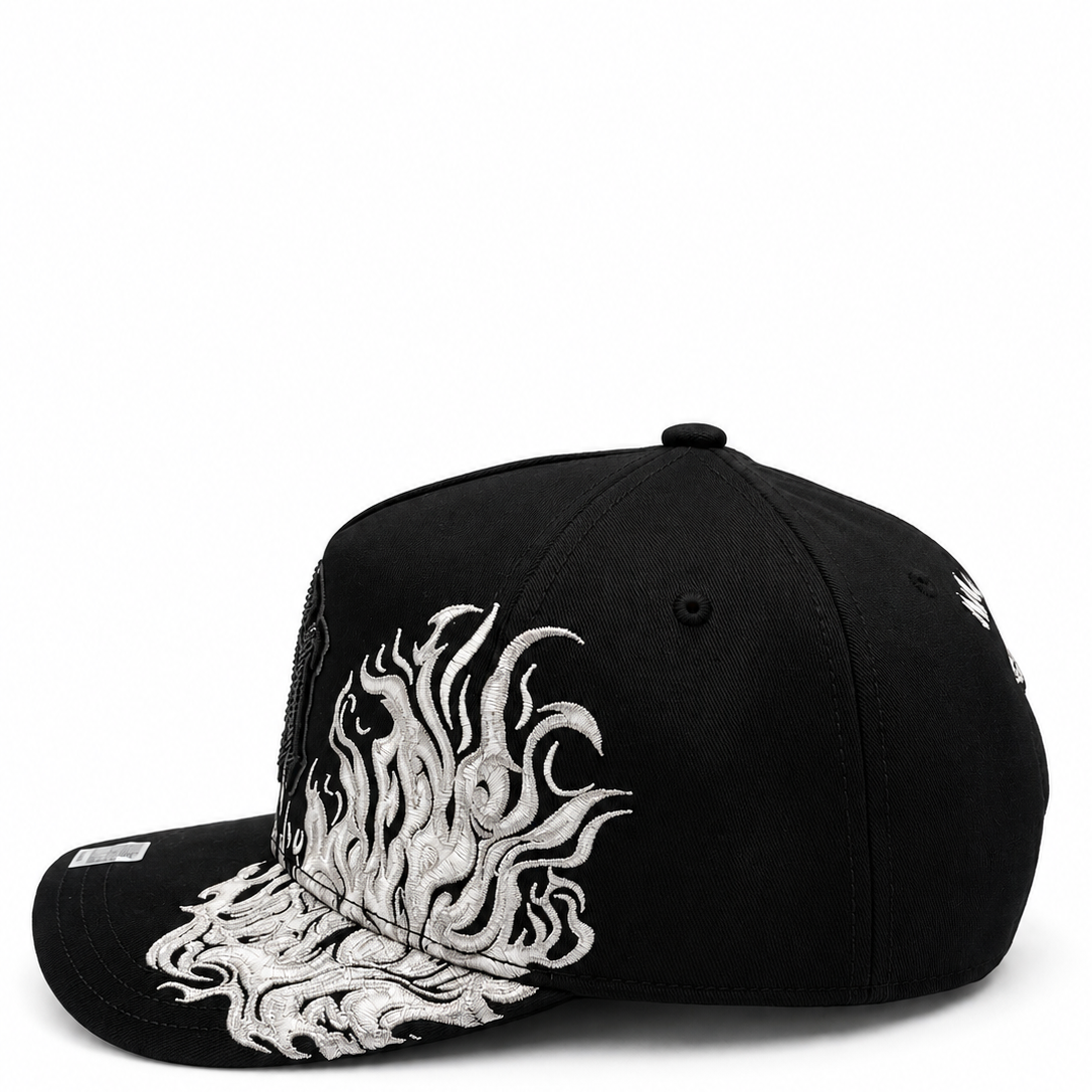 MZ Hats New York Yankees Black Flame Rhinestone Snapback Hat