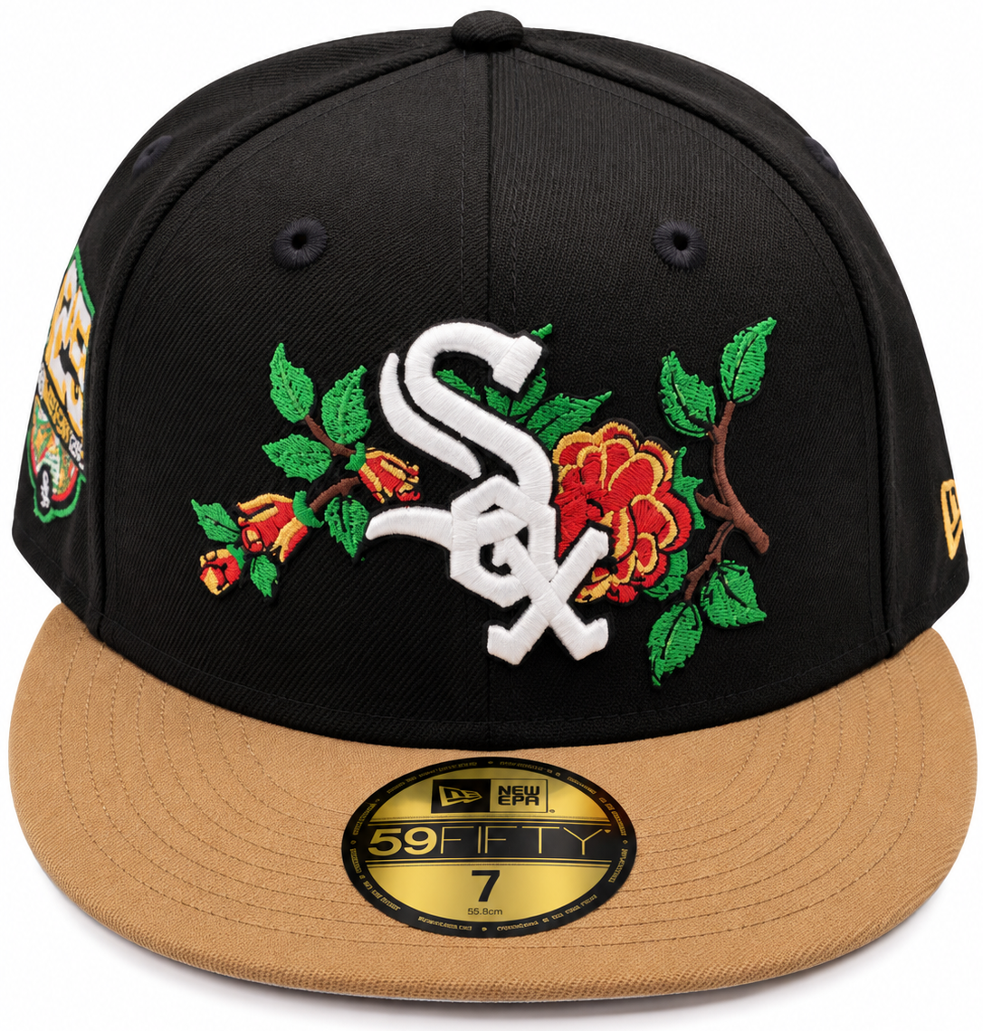 New Era Chicago White Sox 125th Anniversary Floral 59FIFTY Fitted Hat – Black/Tan
