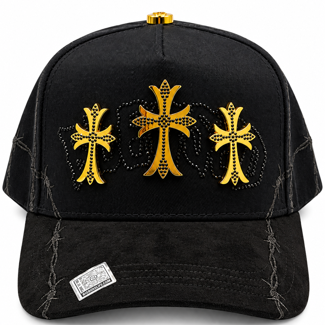 Bigg Boss Black & Gold Triple Cross Snapback Hat