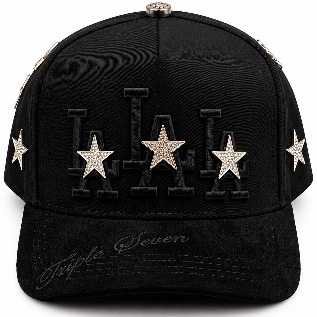 Triple Seven LA Black & Silver Star Snapback Hat