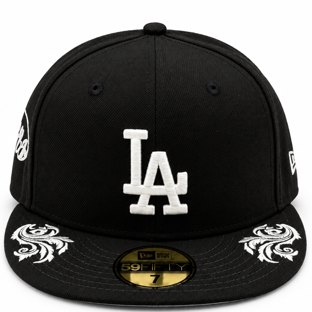 New Era Los Angeles Dodgers Ornate Script Black 59FIFTY Fitted Hat