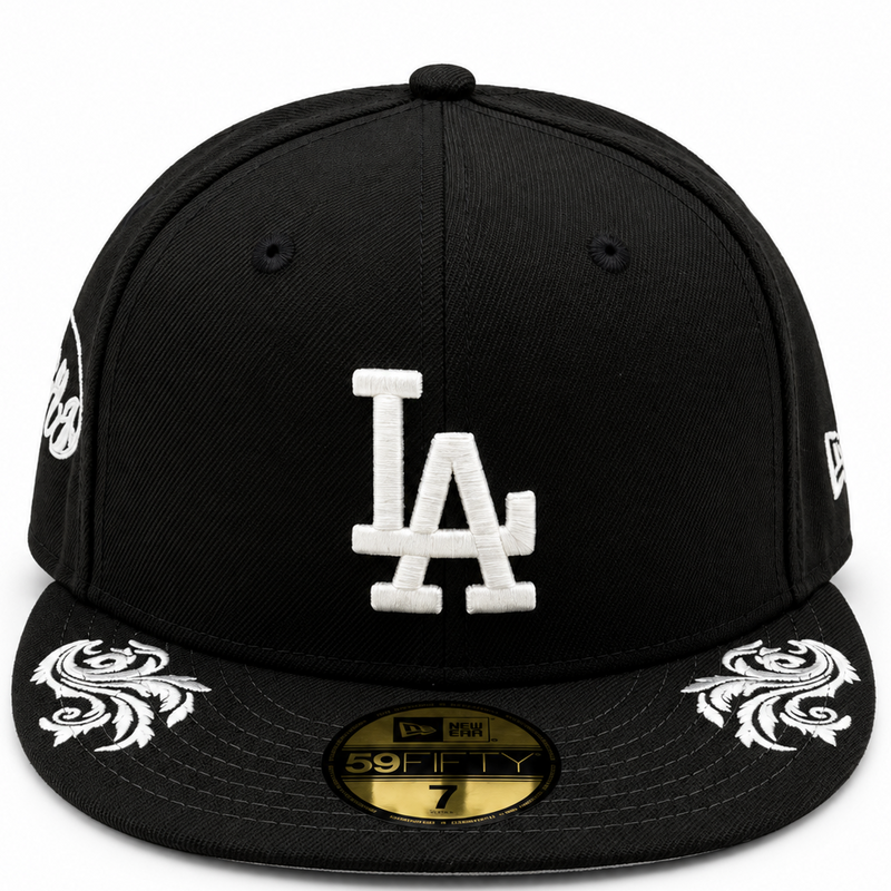 New Era Los Angeles Dodgers Ornate Script Black 59FIFTY Fitted Hat