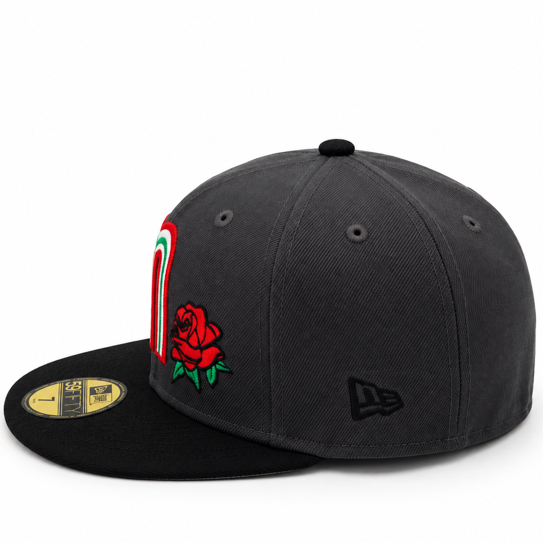 New Era Mexico Rose Logo Charcoal Black 59FIFTY Fitted Hat