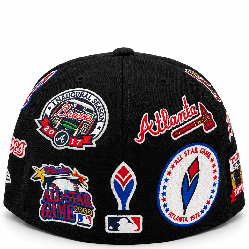 New Era Atlanta Braves All-Over Patch Black 59FIFTY Fitted Hat