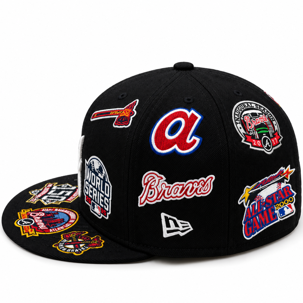New Era Atlanta Braves All-Over Patch Black 59FIFTY Fitted Hat