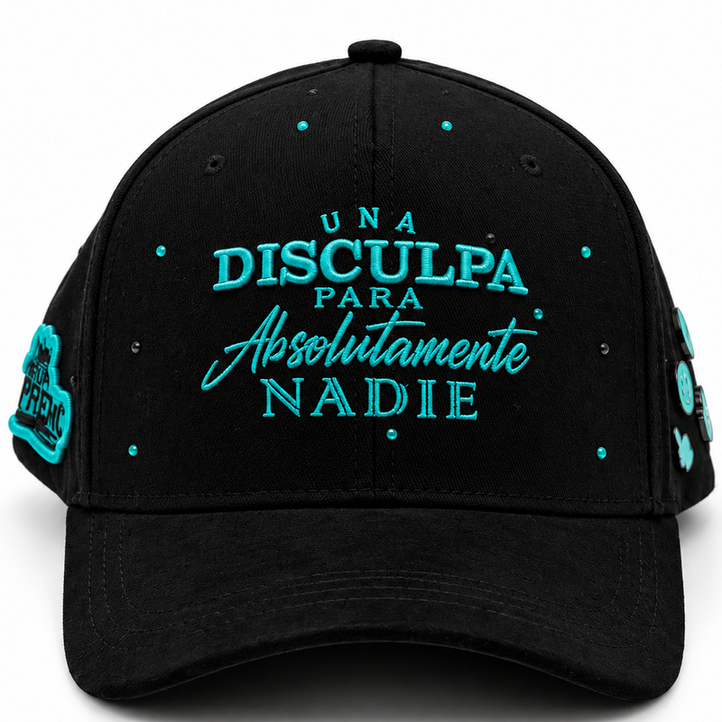 Una Disculpa Para Absolutamente Nadie Black & Turquoise Snapback Hat