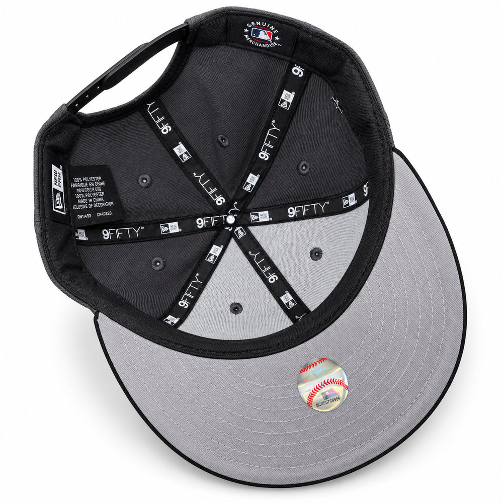 Los Angeles Dodgers black and grey New Era 9FIFTY Gothic snapback hat – underside view with black crown lining and grey undervisor