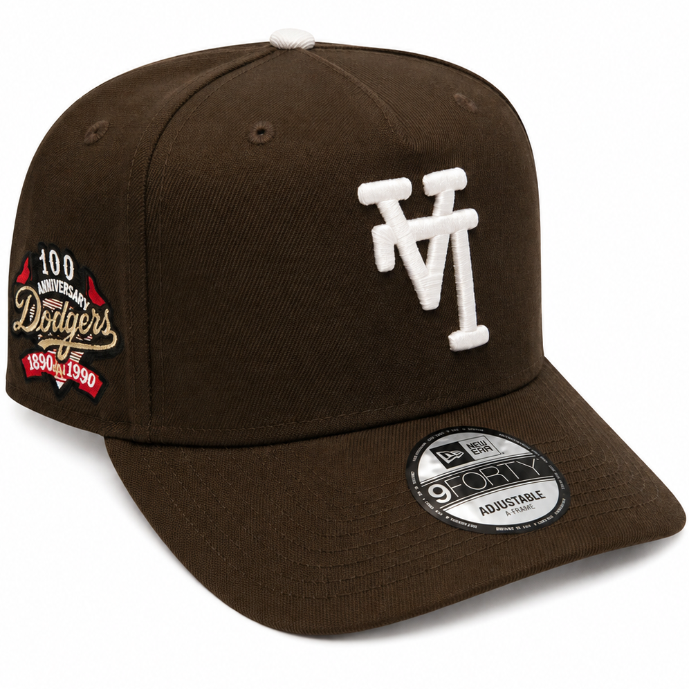 Los Angeles Dodgers brown New Era 9FORTY A-Frame adjustable hat - side view