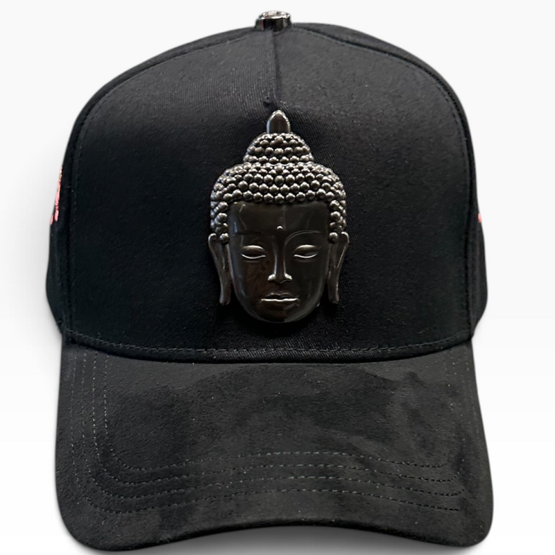 Buddha cherry blossom black and pink adjustable hat - side view
