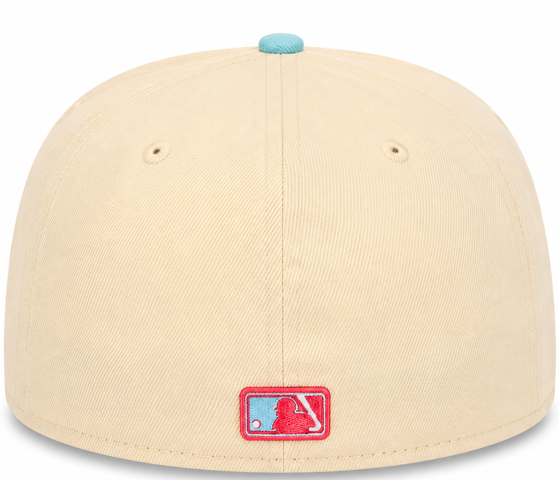 Los Angeles Dodgers cream/baby blue New Era 59FIFTY fitted hat - side view