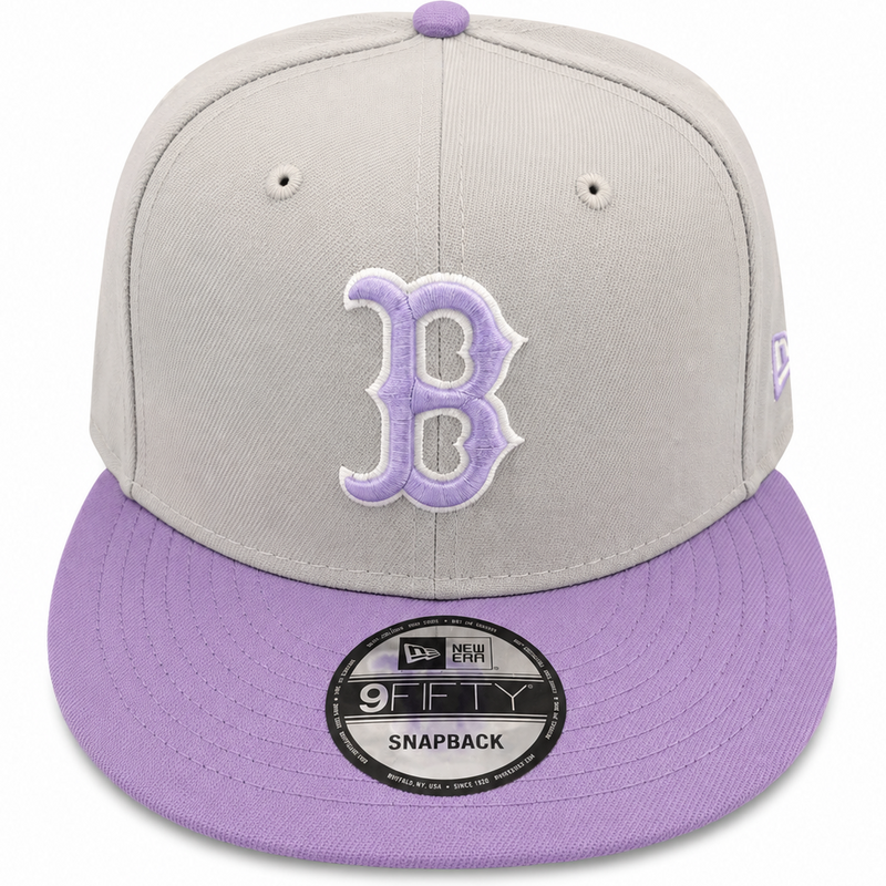 New Era Boston Red Sox Gray & Lavender 9FIFTY Snapback Hat – front view