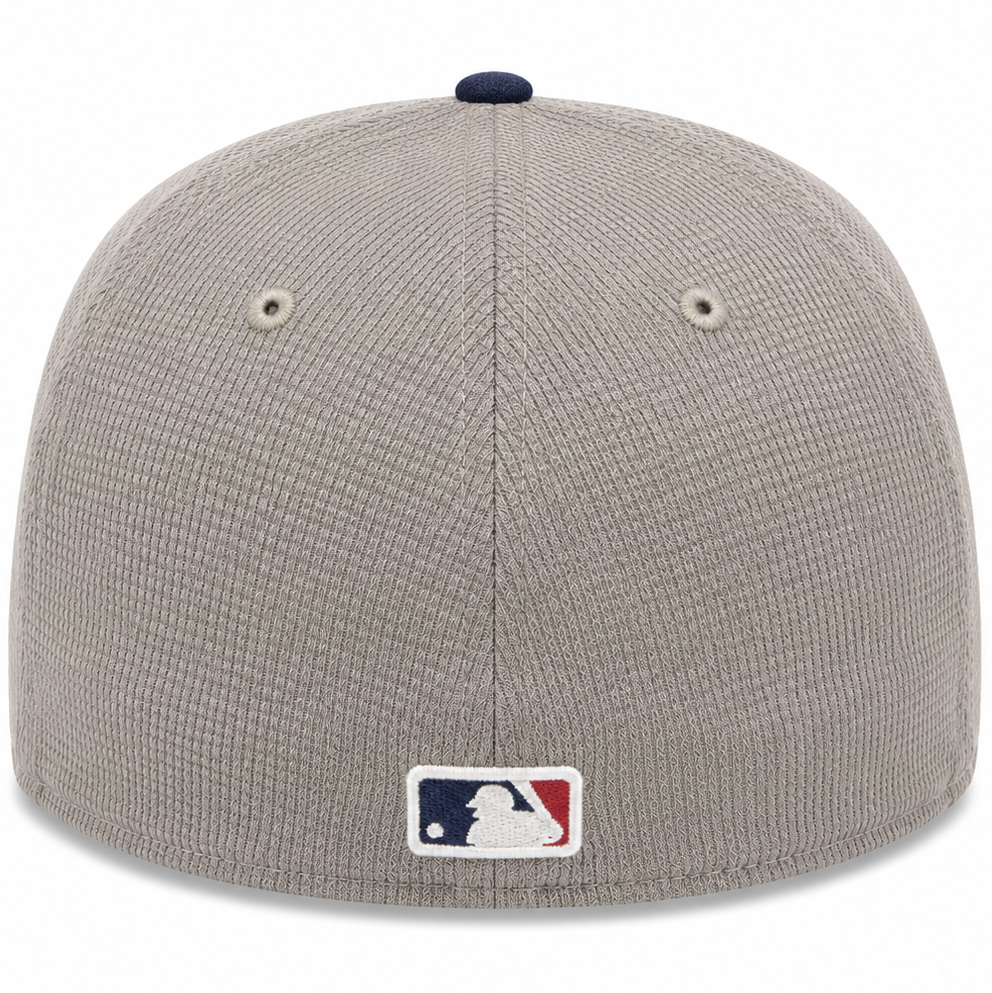 Los Angeles Dodgers taupe and navy New Era 59FIFTY fitted hat - back view