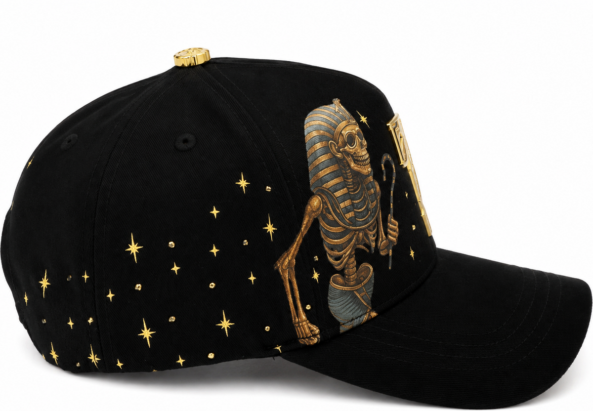 Black and gold pharaoh hat - alternate angle