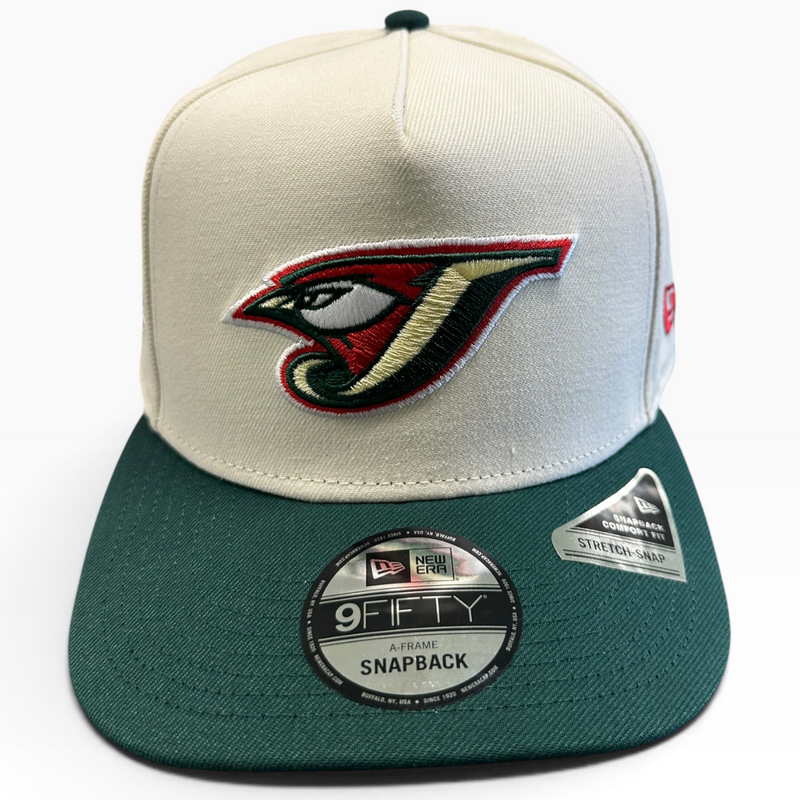 Toronto Blue Jays Cream & Dark Green New Era 9FIFTY A-Frame snapback hat - front view