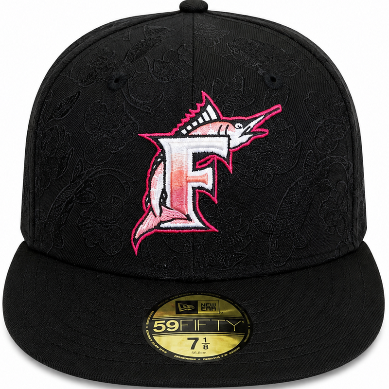 New Era Florida Marlins black floral fitted hat – view 2