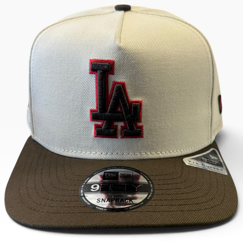 Los Angeles Dodgers cream and brown New Era 9FIFTY A-Frame snapback hat - side view
