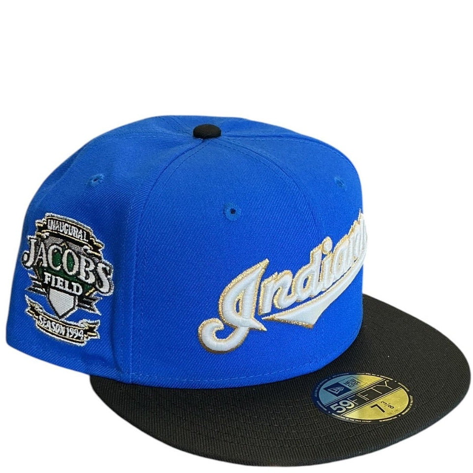 Cleveland Indians Royal Blue & Black Jacobs Field Inaugural Season New Era 59FIFTY fitted hat - front view