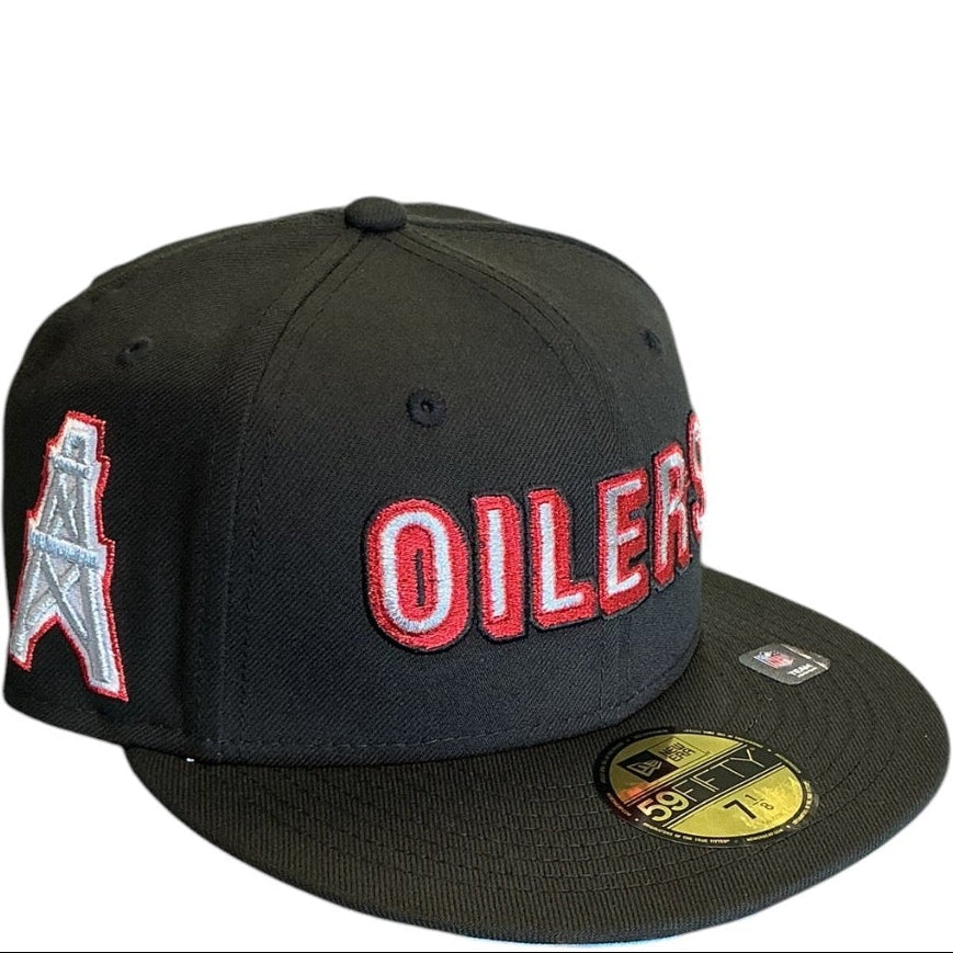 Edmonton Oilers Black New Era 59FIFTY fitted hat - side view