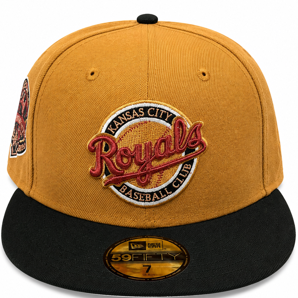 Kansas City Royals Gold & Black New Era 59FIFTY fitted hat - side view