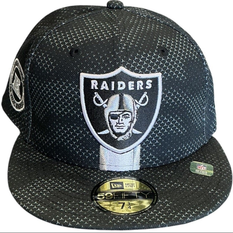 Las Vegas Raiders black and silver New Era 59FIFTY fitted hat - front view