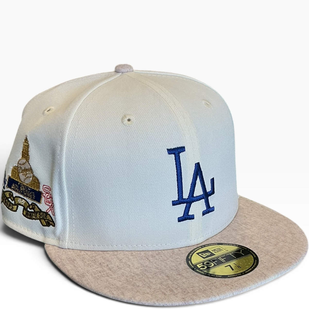 Los Angeles Dodgers Cream & Tan World Series New Era 59FIFTY fitted hat - front view