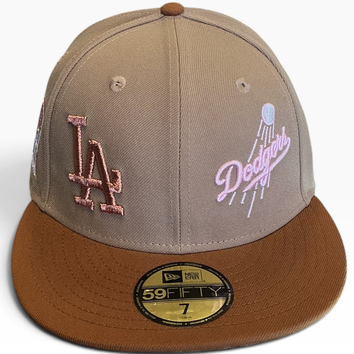 Los Angeles Dodgers Tan & Brown New Era 59FIFTY fitted hat - side view