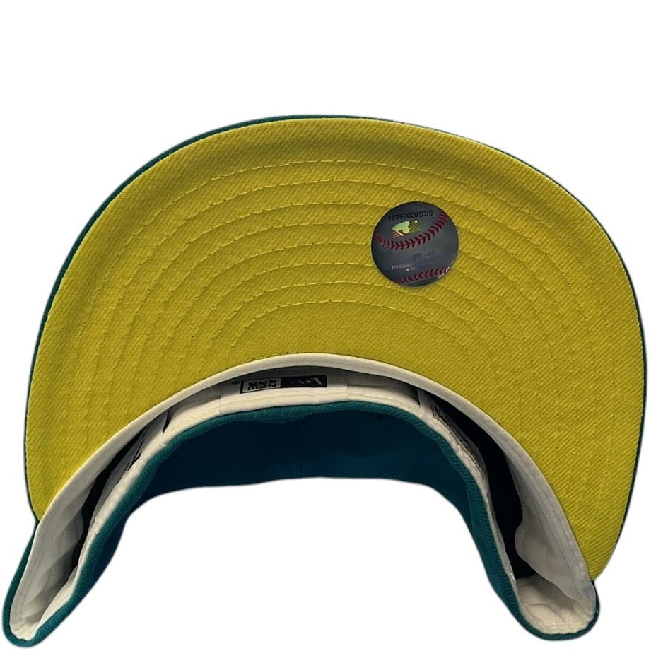 Oakland Athletics green and gold 40th Anniversary New Era 59FIFTY fitted hat - back view