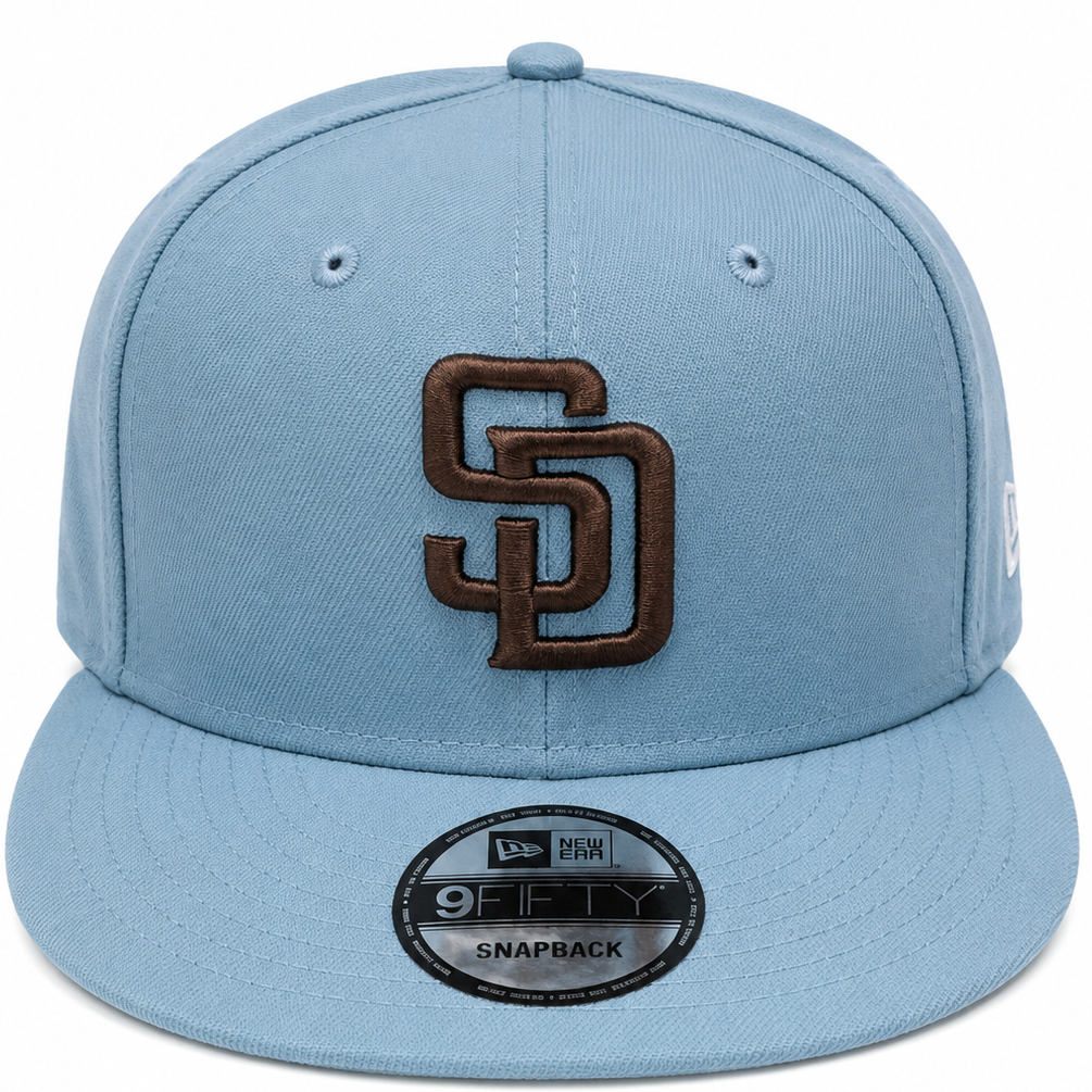 Padres light blue snapback with brown SD logo - alternate view