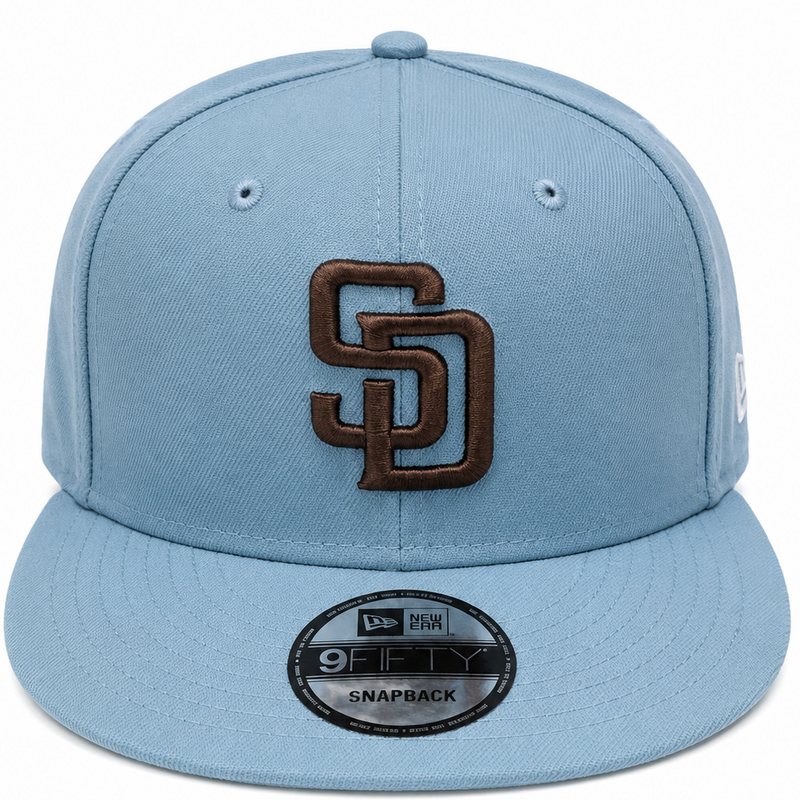 Padres light blue snapback with brown SD logo - alternate view