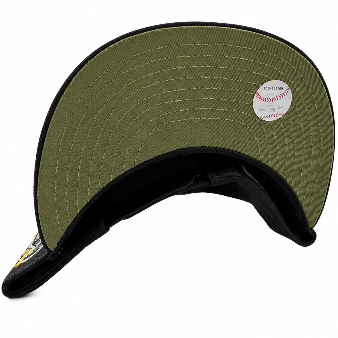 San Diego Padres black camo snapback showing olive green undervisor